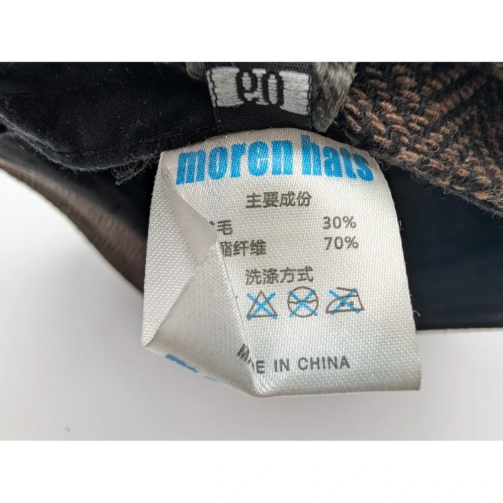 Basic Blues Brown Herringbone Newsboy Cap Flat Hat Size 60